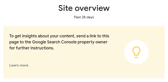Error message when GA4 is not linked to Google Search Console